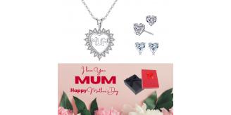 20 pcs - Love Heart Zircon Crystals Pendant Necklace and Earrings with Mother’s Day Gift Box - 10 Sets|GCJ143GCJ234-MD|UK SELLER