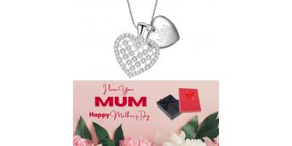 10 pcs - Heart Pendant with MUM Heart Tag Made From Premium Crystal with Mother’s Day Message Gift Box|GCJ339-MD|UK SELLER
