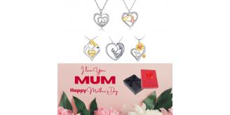 10 pcs - Heart-shaped Necklace with Clear Crystals + Mother’s Day Message Gift Box - Random|GCC063GCC064GCC072GCC074GCC088-MD|UK SELLER