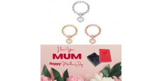 10 pcs - Tree of life Heart Charm Crystals Bracelet + Mother’s Day Message Gift Box - 10pc Random Colour|GCJ510-Silver/Gold/Rosegold-MD|UK SELLER