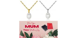 10 pcs - Stunning White Freshwater Pearl Pendant Necklace + Mother’s Day Message Gift Box - Random Colour|GCJ222-Gold/Silver-MD|UK SELLER