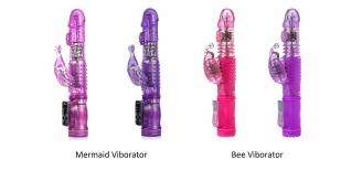 5pcs - Clitoral and Vaginal Mermaid And Bee Dildo Vibrator with Rotating Beads - Random Colour|GCAP007/008-Pink/Purple|UK seller
