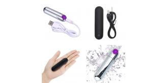 5 pcs - USB Rechargeable 10 Modes Bullet Vibrator - Random Colour|GCAP038-Black/Silver|UK seller