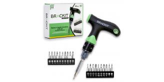Joblot of 16 x Brackit Dual Drive Ratchet T Handle Screwdriver and Bit Set – 22 Piece Precision Kit – 2 x Faster Than Regular Ones – Perfect Too