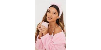 Fluffy Bow Headband Baby Pink