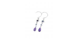 10pcs - Blue Sun Crystal and Purple Water Drop Pendant Earrings|GCJ410|UK seller
