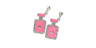 10pcs - Rectangle Shape Silver Crown Perfume Bottle Crystal Earrings in Pink|GCJ443|UK seller