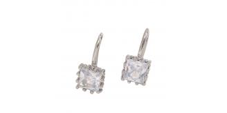 10pcs - Sparkling Silver Crystal Cubic Zirconia Square Drop Earrings|GCJ441|UK seller