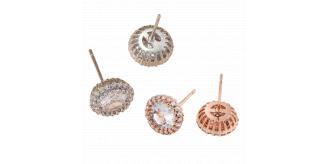 10pcs - Clear Crystal Cubic Zirconia Round Stud Earrings in Silver Tone or Rosegold Tone - Random Colour|GCJ402-Silver/Rosegold|UK seller