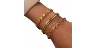 10pcs - Fashionable Three Layers Gold Tone Women Chain Bracelet Set|GCJ403|UK seller