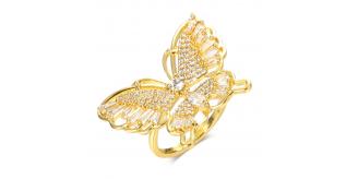 10pcs - Sparkling Gold Tone Butterfly With Crystals Open Ring|GCJ409-Gold|UK seller