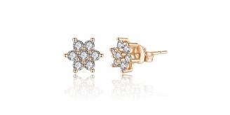 10pcs - Sparkling Crystals Women Rosegold Flower Stud Earrings|GCJ412-Rosegold|UK seller