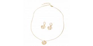 10pcs - Gold Tone Crystal Heart Windmill Earrings and Necklace Set|GCJ420|UK seller