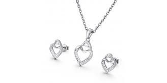 10pcs - Women Love Heart Crystal Pendant Necklace and Stud Earrings Set|GCJ422|UK seller
