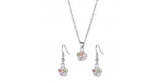 10pcs - Silver Tone Multi-colour Daisy Pendant Necklace And Earrings Set|GCJ424|UK seller