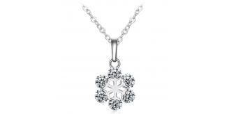 10pcs - Beautiful Snowflake Zirconia Crystal Silver Pendant Necklace|GCJ430|UK seller