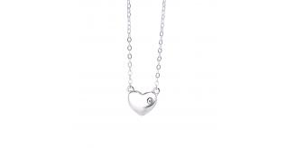 10pcs - A Diamond On The Heart Shape Silver Pendant Necklace|GCJ434|UK seller