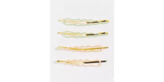 Wholesale Joblot of 30 DesignB London 4 Pack Patterned Hair Grips In Pastel Mix