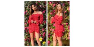 One Off Job Lot of 22 Brown Sugar Wear Red Floral Ruched Dress