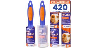 Lint Rollers with 2 Handles & 6 Refills - Total 420 Sticky Sheets for Pet Hair & Clothes - Ideal for All Fabrics