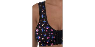 96 Front Fastening Cotton Joblot Clearance Bras in Black Floral Print