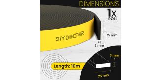 Box of 40pcs - DIY Doctor Draught Excluder Tape 10m x 25mm x 3mm