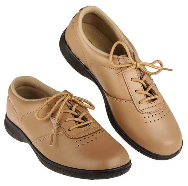 10 x Womens FreeStep Camel Leather Comfort LaceUp Shoes Trainers
