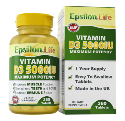 Epsilon.Life Vitamin D3 (360 Tablets) 5,000iu