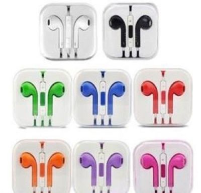100 X NEW MIXED COLOUR EARBUD HEADPHONE WITH MIC & VOLUME CONTROL With Retail Box