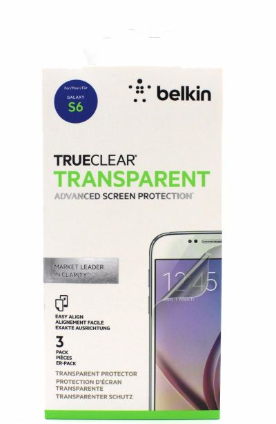 100 x Belkin Samsung Galaxy S6 TrueClear Transparent Screen Protector (3 Pack) F8M985bt3