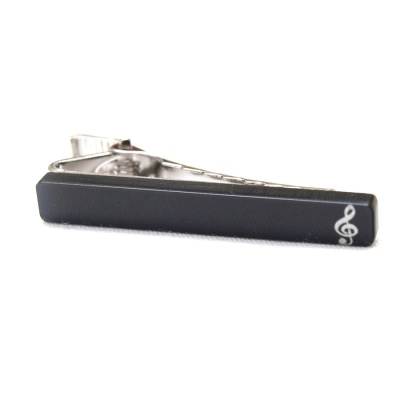 Black Acrylic Music Note Pattern tie clip