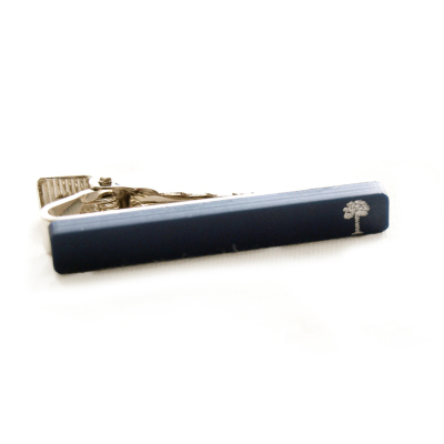 Navy Acrylic Palm Tree Pattern tie clip