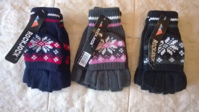 Joblot of 4 Ladies Rockjock Fingerless Combo Mitten Gloves  