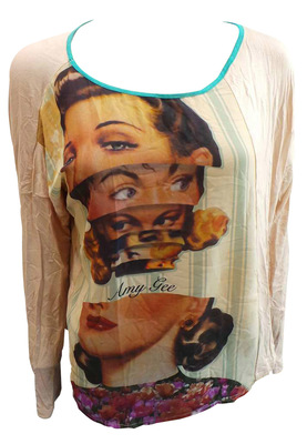 Wholesale Joblot of 10 Amy Gee Ladies Long Sleeve 'Face' T-Shirts XS-XL