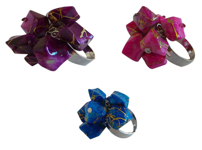 Wholesale Joblot of 100 Ladies Resin Stone Cluster Rings Blue, Pink & Purple