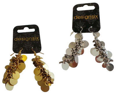 Wholesale Joblot of 30 DesignSix Coin Drop Earrings Silver & Gold 11377