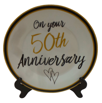 Wholesale Joblot of 20 50th Wedding Anniversary Ceramic Plates With Stand