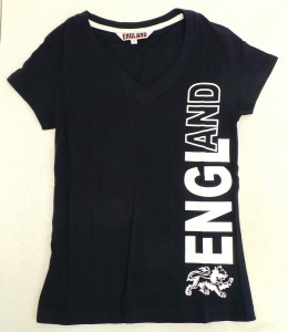Wholesale Joblot of 10 Womens England V-Neck Navy T-Shirts Sizes 8-16