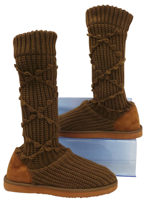 Wholesale Joblot of 10 Voi Jeans Womens Dendera Knitted Boot Chestnut Sizes 3-8