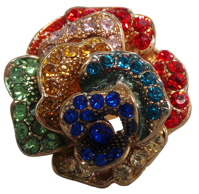 Wholesale Joblot of 30 Womens Ex-High Street Multi-Colour Flower Gold Rings