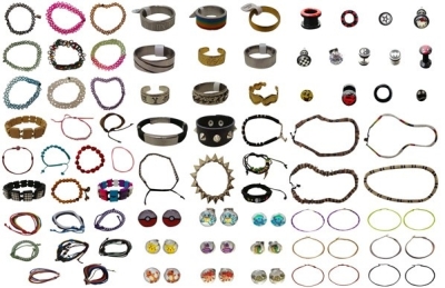 Amazing Mix Of 10,000 Pieces Of Jewellery Bracelets, Earrings, Rings, Body Piercings And More