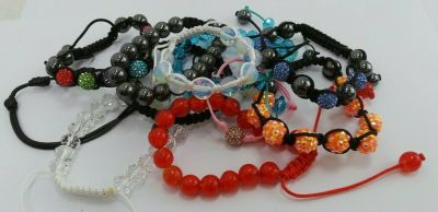 Wholesale Lot Of 50 Shamballa And Clear Bead Bracelets Girls And Womens 