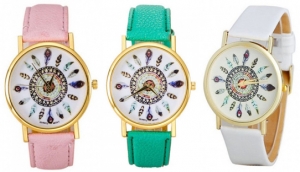 Wholesale Joblot of 10 Womens Faux-Leather Feather Watches 3 Colours