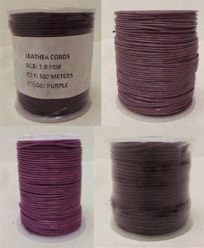 Joblot of Approx 1310m of Purple Real Leather Round Cords 4 Shades 1mm Wide