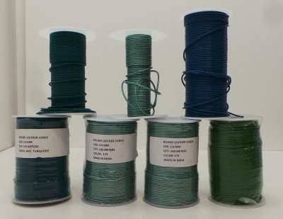 Joblot of Approx 530m of Blue/Green Mixed Round Leather Cords 2mm Wide