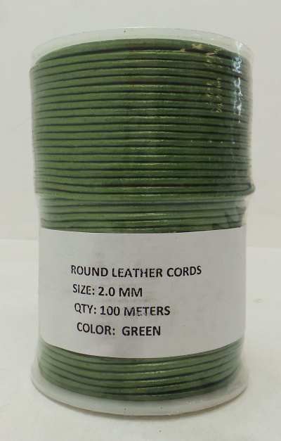 Joblot of Approx 460m of Green Round High Quality Leather Cords 2mm Wide