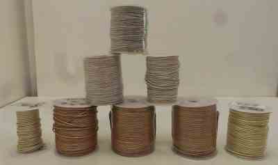 Joblot of 540m of Pearl/White Mixed Round Leather Cords 3 Shades 1mm Wide