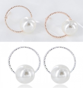 One Off Joblot of 16 Womens Faux-Pearl With Ring Stud Earrings 2 Colours