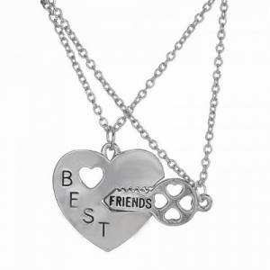 One Off Joblot of 14 Best Friend Heart & Key Duo Necklaces Silver