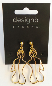 One Off of 30 DesignB London Gold Womens Figure Earrings 1362867